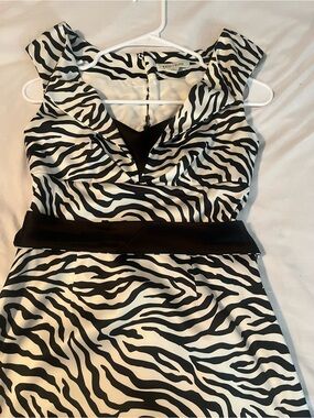 White House Black Market Black and White Zebra Midi Dress